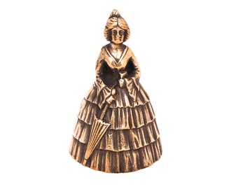 Vintage Peerage Brass Visitors Bell, English Brass Hand Bell, Lady Calling Bell, Crinoline Lady Bell, Brass Woman Desk Bell, Dinner Bell