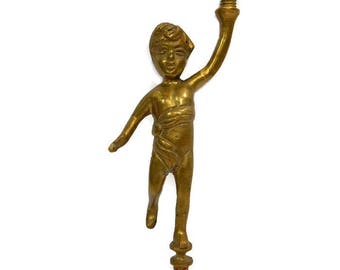 Vintage Brass Boy Cherub, Art Deco Art Nouveau Figure, Lamp Statue Upcycle Salvage Accent, Repurpose Home Decor