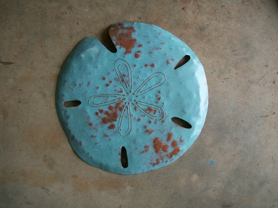 Sand Dollar Metal Sculpture 16in Beach Coastal Tropical Art