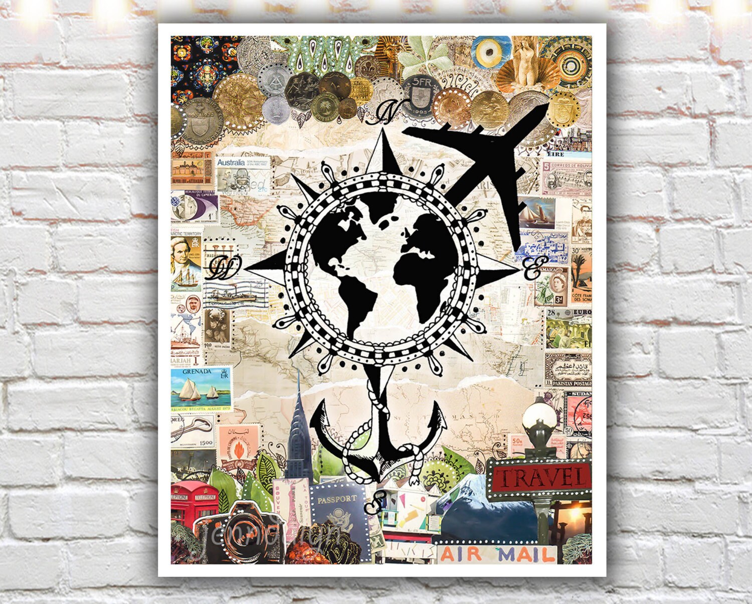 travel wall art travel poster wanderlust print mixed
