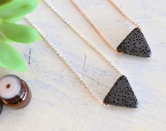 Triangle Lava Necklace, Essential Oil Necklace, Diffuser Necklace, Lava Necklace, Lava Stone Necklace, Oil Diffuser Necklace, Aromatherepy