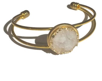 Druzy cuff, geode cuff, bangle bracelet, druzy bangle