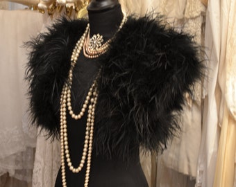 OPULENT OSTRICH FEATHER Wrap Shrug Jacket Bolero - New Arrival - Available in Ivory or Black