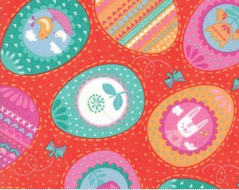 Spring Bunny Fun Eggs Eggs Eggs Geranium by Stacy Iest Hsu from Moda