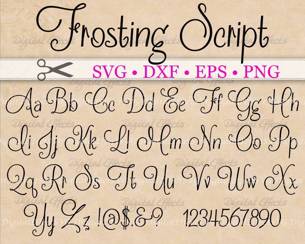 handwriting cricut font for Monogram SVG Retro FROSTING Script Script Handwriting Font