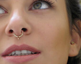 Septum Ring, Septum, Tribal Septum Ring, Septum Jewelry, Septum Piercing, Gold Septum Ring, Solid Gold Septum Ring, 14k Gold Septum, Bling