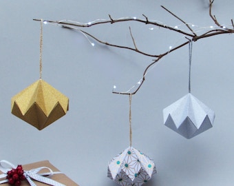 Geometric Metallic Diamond Christmas Ornament