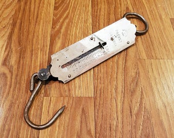 Antique Rustic 'Pocket Balance' 50lb Spring Scale, Fish Weighing Scale