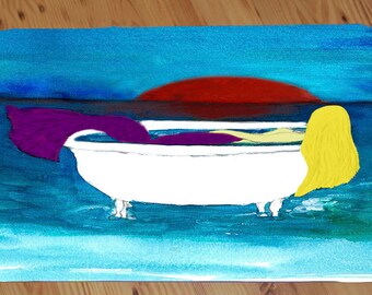 Bathtub Blond Mermaid Comfort Foam Bar Floor Mat