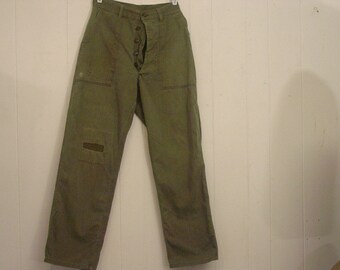 Vintage pants, HBT denim pants, Army pants, 1940s pants, Military pants, Army trousers, vintage clothing, 29 x 31