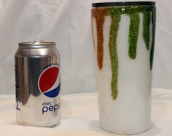 20 ounce stainless steel tumbler with glitter drips