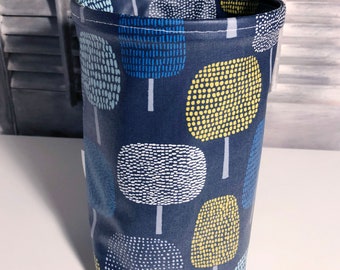 Wastebasket car trash can, use anywhere, crafting, thread catcher, laminated cotton fabric, waterproof, wipe clean, WASTIE, Glade print