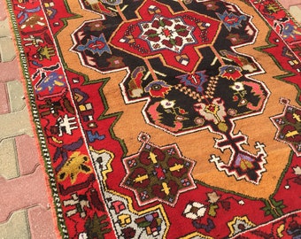 Trending Rug !!! Multi Color Oushak Rug,Turkish Rug,Vintage Rug,Boho Rug,Oushak Rug,İnterior and Designer Rugs,Pale color rugs,4'5 x7'4 ft