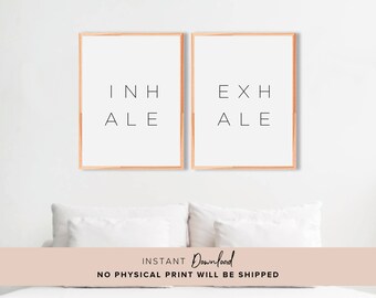 Inhale Exhale, Inhale Exhale Print, Bedroom Wall Decor, Bedroom Wall Art, Quote Wall Art, Printable Quote, Quote Print, Minimalist Print