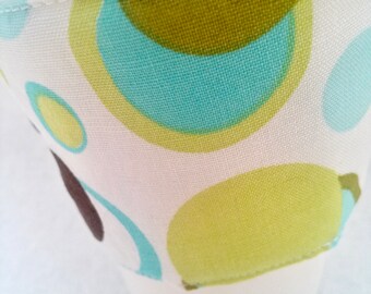 Coffee Cozy, Coffee sleeve, Coffee Cup Cozy, Teal Coffee Cozy, Green Coffee Cup Cozies, Fabric Coffee Cozy,Polka Dots Coffee Cozy