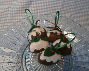 Miniature felt Christmas Puds