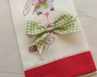 Easter bunny guest towel, housewarming gift, hostess gift, tea towel