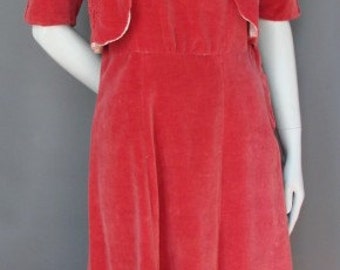 Vintage 1930s/30s Velvet DRESS Antique Art Deco