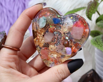 Orgonite® Heart - Love - EMF Protection - Handmade - Quartz Crystal - Crystals - HoodxHippie - Kunzite - Good Vibes- Mothers Day Gift