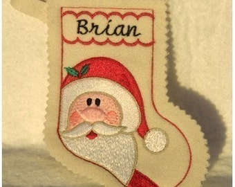Santa Christmas stocking-embroidery machine design-completely sewn by machine