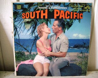 2 Vintage Vinyl Record Albums, Musicals, South Pacific and Porgy and Bess, Two LPs, 1950s Show Tunes, Theatre Orchestra, Theatre Party Decor