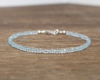 Aquamarine Bracelet, Aquamarine Jewelry, Something Blue, March Birthstone, Gemstone Bracelet