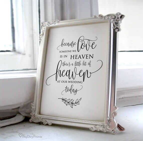 Wedding Memorial Sign Heaven Wedding Sign Memorial Table