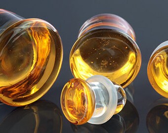 SF Honey Colorfront glass plugs: 14g, 12g, 10g, 8g, 6g, 4g, 2g, 0g, 00g (10mm), 7/16" (11mm), 12mm, 9/16" (14mm), 5/8" (16mm)