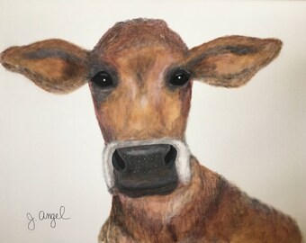 Cow canvas painting print - "Myrtle"