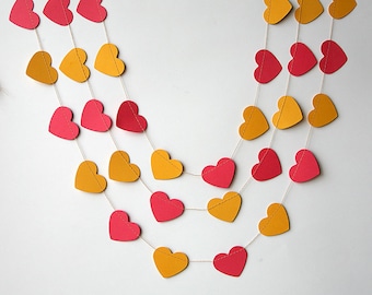 Hot pink and yellow heart garland, Heart garland, Valentines decor, Nursery decor, Valentines Bunting, Valentines Photo Prop, KCO-3025