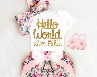 Baby Girl Coming Home Outfit Newborn Girl Take Home Outfit Personalized Baby Girl Clothes Summer Boho Baby Clothes