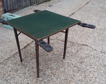 Vintage Fold Out Games Table With Fold Out Brass