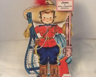 Vintage Hallmark Paper Doll Card, The Land of Make Believe, No 22, JOHN, A Royal Canadian Mountie, Vivian Trillow Smith