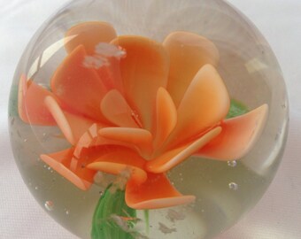 Paperweight, Orange Flower Paperweight