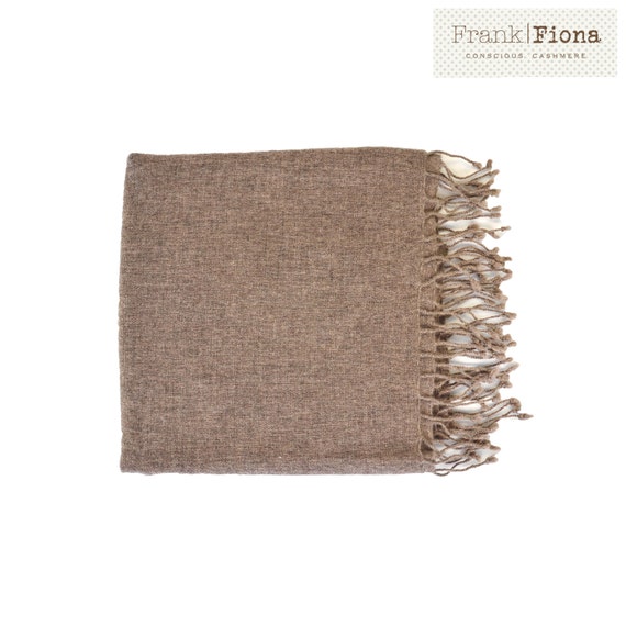 100% Pure Organic Cashmere Shawl, Christmas gift, Grade A Mongolian Cashmere, 28 x 80 inches, Dark Brown,Eco Friendly,Knitted large throw,3F