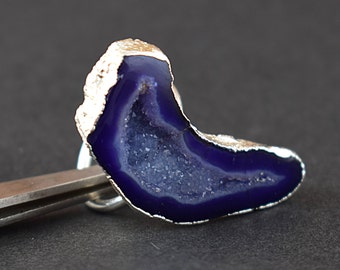 Blue Agate Druzy Ring,Silver Plated Ring,Gemstone Ring,Druzy Ring,Women Ring,Gift For Her GFS1432