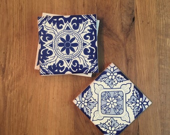 Grab Bag: Blue & Whites Tile Coasters (set of 4)