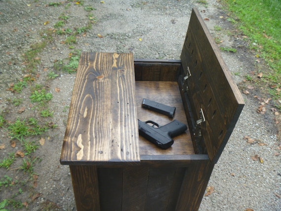 concealed hidden gun compartment pallet wood nightstand