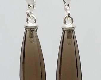 Earrings, Smoky quartz, 22 X 7 mm
