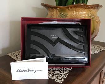 Vintage 1980's Salvador Ferragamo Clutch Bag / Make up bag / Travel bag / Designer bag / cosmetic bag