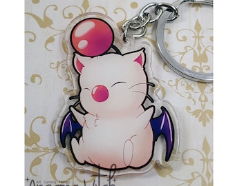 Acrylic Anime Moogle Charm Keychain Final Fantasy video game Kupo!