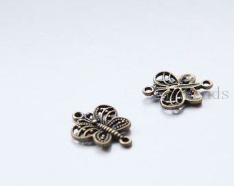 30pcs Antique Brass Tone Base Metal Pendant-Butterfly 27x14mm (16924Y-G-326)