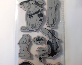 Rubber Stamps, Graphic 45, "Couture Collection", "Couture 2", New, Eight Stamps,Destash.