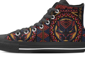 Black Panther Converse Shoes, Black Panther, Black Panther Custom Shoes, Black Panther High Top Sneaker, Black Panther Custom Kicks, Wakanda