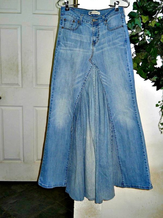 Upcycled jean skirt vintage Levis Renaissance Denim Couture