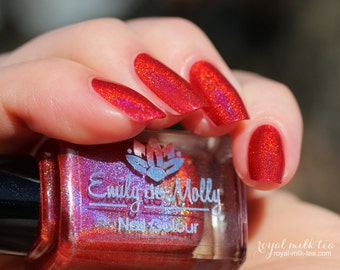 Nail polish - "Wrong side of Heaven" Red linear holographic polish