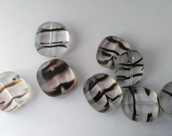 set of 5 beads Czech oval Zebra/marble effect