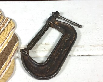 Super Large Vintage Standard Metal C Clamp, Metal Vintage C, Man Cave Decorating, Cast Iron Clamps, Industrial Vintage, Industrial Decor