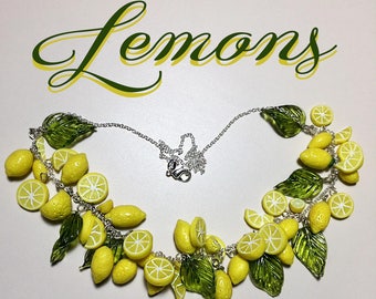 Retro 1950s Inspired Lemon Necklace Pinup Rockabilly Jewelry