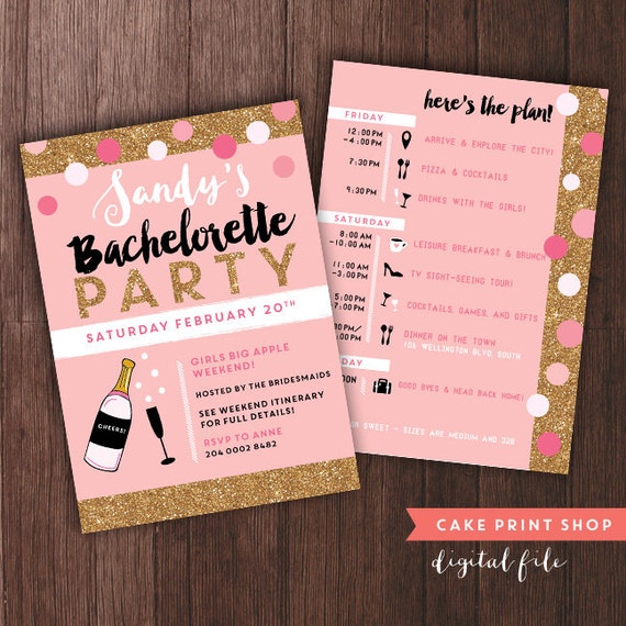 Bachelorette Party Invitations With Itinerary 7